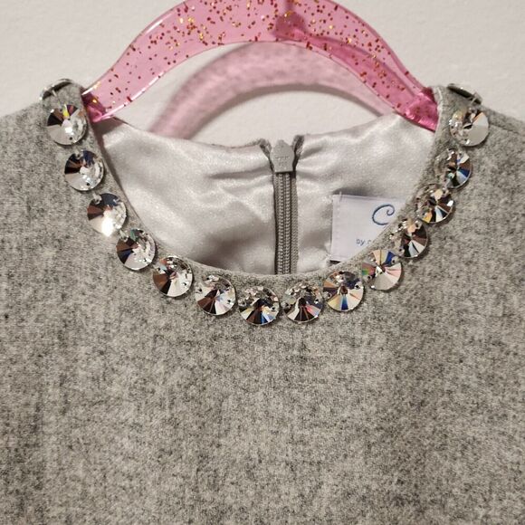 👗 BABY CZ by Carolina Zapf New York Grey Wool Dress ~ Sz 4T Holiday Party Fun - Picture 3 of 8